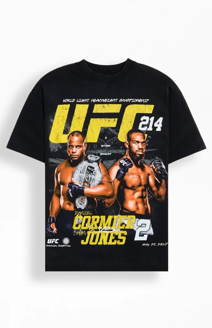 NEW UFC Cormier VS Jones 2 T Shirt Men's Black Oversized Graphic Size L